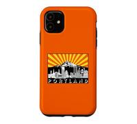 Rétro Portland Oregon City Skyline Mount Hood Rayons du Soleil Coque pour iPhone 11