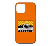 Rétro Portland Oregon City Skyline Mount Hood Rayons du Soleil Coque pour iPhone 12 Mini