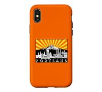 Rétro Portland Oregon City Skyline Mount Hood Rayons du Soleil Coque pour iPhone X/XS