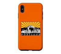 Rétro Portland Oregon City Skyline Mount Hood Rayons du Soleil Coque pour iPhone XS Max