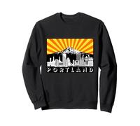 Rétro Portland Oregon City Skyline Mount Hood Rayons du Soleil Sweatshirt