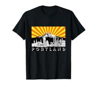 Rétro Portland Oregon City Skyline Mount Hood Rayons du Soleil T-Shirt