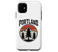 Retro Portland Sunset Mountain Design Vintage Oregon Forest Coque pour iPhone 11