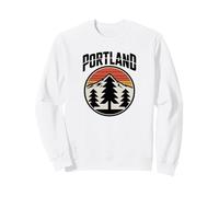 Retro Portland Sunset Mountain Design Vintage Oregon Forest Sweatshirt