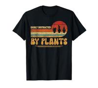 Retro Pots Easily Distracted by Plants | Botany Plant Lover T-Shirt