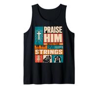 Retro Praise Him with The Strings Psaum150:4 Christian Music Débardeur