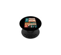 Retro Praise Him with The Strings Psaum150:4 Christian Music PopSockets PopGrip Adhésif