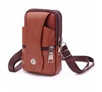 Rétro PU Cuir Hommes Ceinture Sac Mode Loisirs Plein Air Multifonctionnel Hommes Ceinture Porter Ceinture Mobile Téléphone Box Pour Homme Pour Sorties, Jaune marron 3 couches, One Size