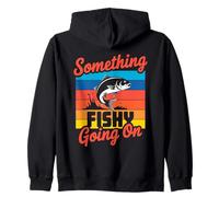 Rétro : quelque chose de louche qui se passe, blague de pêche amusante pour les pêcheurs Sweat à Capuche