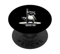 Retro Raccoon Rock Music Design Funny PopSockets PopGrip Adhésif
