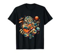 Rétro Raton Laveur Jouant de la Guitare dans l'espace - Animal Amateur de Musique T-Shirt