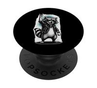 Rétro Raton Laveur Rock Musique Cadeau Drôle de Race Race PopSockets PopGrip Adhésif