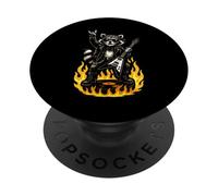 Rétro Raton Laveur Rock Musique Cadeau Drôle de Race Race PopSockets PopGrip Adhésif