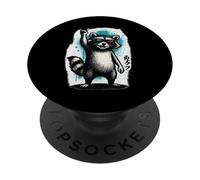 Rétro Raton Laveur Rock Musique Cadeau Drôle de Race Race PopSockets PopGrip Adhésif