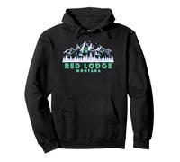 Retro Red Lodge, Montana Illustration - Ski de Neige Vintage Sweat à Capuche