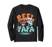Retro Reel Like My Papa Funny tee for Fishing Son Daughter Manche Longue