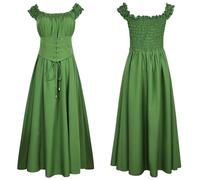 Retro Robe Bretelles Femme Longue Ourlet a Volant Asymetrique A-Line Victorienne Steampunk Gothique Medieval Deguisement Robe Cosplay Dress Carnaval Halloween FêTe Robes Longue dos nu Costume