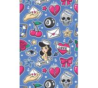 Retro Rockabilly Blue Tattoo Scatter Dot Matrix Notebook