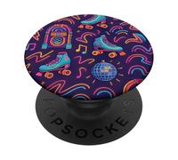 Retro Roller Skate Jukebox Disco 80s Color Pop Art PopSockets PopGrip Adhésif