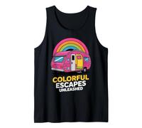 Rétro Rose Camper Rainbow - Motif évasions colorées Débardeur