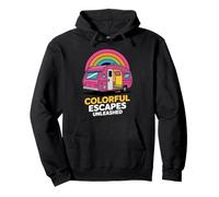 Rétro Rose Camper Rainbow - Motif évasions colorées Sweat à Capuche