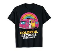 Rétro Rose Camper Rainbow - Motif évasions colorées T-Shirt