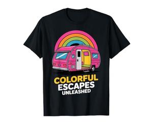 Rétro Rose Camper Rainbow - Motif évasions colorées T-Shirt