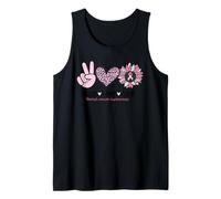 Rétro Rose Tournesol Peace Love Cure Sein Cancer Soutien Débardeur