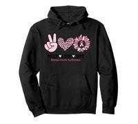 Rétro Rose Tournesol Peace Love Cure Sein Cancer Soutien Sweat à Capuche
