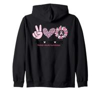 Rétro Rose Tournesol Peace Love Cure Sein Cancer Soutien Sweat à Capuche