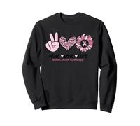 Rétro Rose Tournesol Peace Love Cure Sein Cancer Soutien Sweatshirt