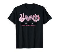 Rétro Rose Tournesol Peace Love Cure Sein Cancer Soutien T-Shirt