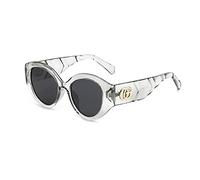 Retro Round Big Frame Toad Mirror Metal Hinge UV Lunettes de Soleil pour Hommes et Femmes Lunettes de Soleil de Voyage Solaire (Cadre Gris Flocons Gris Noir)