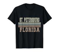 Rétro Saint-Pétersbourg Floride T-Shirt Graphique avec Valeur, Homme, Noir, L