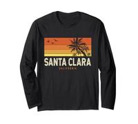 Rétro Santa Clara California CA Vintage Palms Sunset Manche Longue