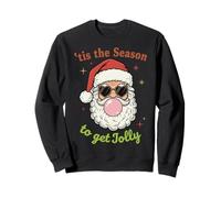 Retro Santa Claus Bubble Gum Tis The Season to Get Jolly Sweatshirt