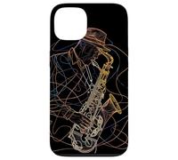 Retro Saxophone Guy Line Art Woodwind Instrument Coque pour iPhone 13