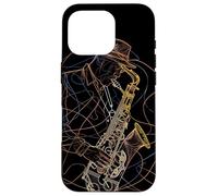 Retro Saxophone Guy Line Art Woodwind Instrument Coque pour iPhone 16 Pro