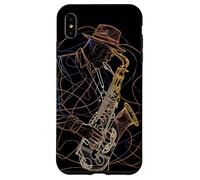 Retro Saxophone Guy Line Art Woodwind Instrument Coque pour iPhone XS Max