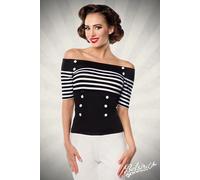 Retro-Schulterbluse En Jersey Avec Stoffknöpfen Et Fermeture Éclair De Belsira