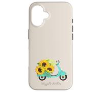 Retro Scooter and Sunflowers Say Yes to New Adventures Quote Coque pour iPhone 16