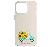 Retro Scooter and Sunflowers Say Yes to New Adventures Quote Coque pour iPhone 16 Pro