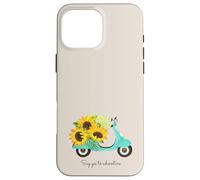 Retro Scooter and Sunflowers Say Yes to New Adventures Quote Coque pour iPhone 16 Pro Max