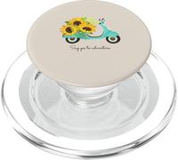 Retro Scooter and Sunflowers Say Yes to New Adventures Quote PopSockets PopGrip pour MagSafe