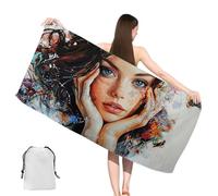Rétro Serviette de Plage XXL 80x160 cm avec Poches,Fille Serviette Microfibre, Anti Sable, Séchage Rapide, Portable Drap de Plage pour Voyages,Sport,Piscines et Saunas,Homme Femme Beach Towel,yj-221