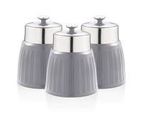 Swan Boîtes rétro SWKA1024CN – Lot de 3, couvercle hermétique et chromé, gris