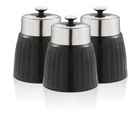 SWAN SWKA1024BN Retro Lot de 3 boîtes hermétiques, couvercle hermétique, grande capacité, couvercle chromé, noir