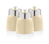 SWAN SWKA1024CN Retro Lot de 3 boîtes hermétiques avec couvercle hermétique, grande capacité, couvercle chromé, crème