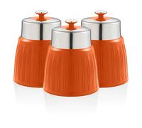 Retro Set 3 Boîtes de Rangement Cuisine 1,2L Hermétiques pour Pâtes Riz, Vintage,, SWKA1024ON, , Orange
