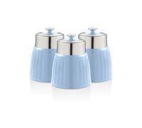 SWAN SWKA1024CN Retro Lot de 3 boîtes hermétiques avec couvercle hermétique, grande capacité, couvercle chromé, bleu